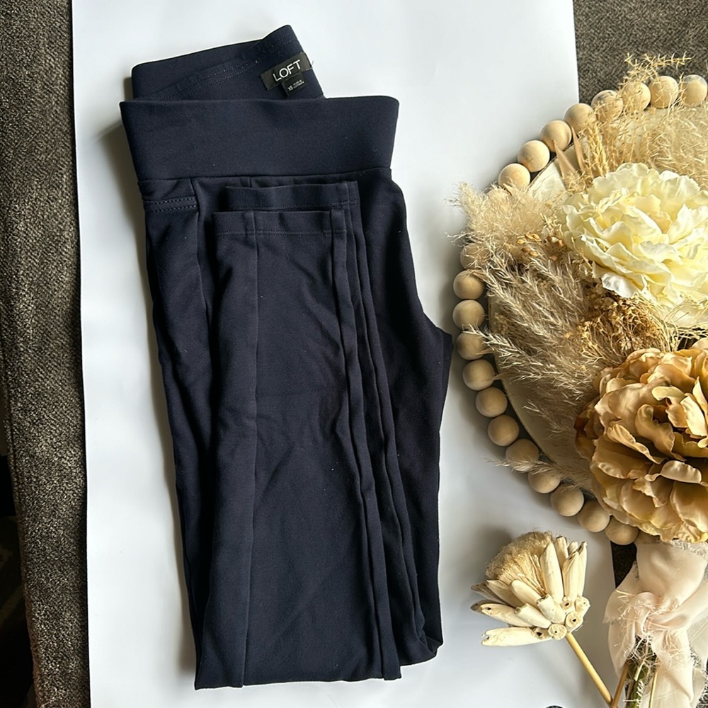 LOFT Navy Blue Mid Rise Ankle Ponte Skinny Business Casual Leggings size XS